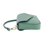 RB1023BF | Small Shoulder Bag with Removable Chain Strap in Genuine Leather Made in Italy. Flap Closure. Shiny Gold metal hardware - Mint color - Dimensions: 22 x 12 x 3 cm. - Image 4