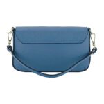 RB1023P | Borsa piccola a Spalla con Tracolla a catena removibile in Vera Pelle Made in Italy. Pattina di Chiusura. Accessori in metallo Oro Lucido - Colore Avio - Dimensioni: cm 22 x 12 x 3 - Image 5