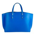 RB1024CH  | Borsa Donna a Mano in Vera Pelle Made in Italy con tracolla removibile. Sacca grande interna estraibile. Accessori Canna di Fucile Lucido - Colore Blu Royal - Dimensioni: cm 48x31x11 - Image 2