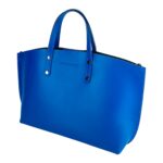 RB1024CH  | Borsa Donna a Mano in Vera Pelle Made in Italy con tracolla removibile. Sacca grande interna estraibile. Accessori Canna di Fucile Lucido - Colore Blu Royal - Dimensioni: cm 48x31x11 - Image 3