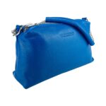 RB1025CH | Women's Hand Bag with double zipper in Genuine Leather Made in Italy. Adjustable leather shoulder strap. Shiny Nickel hardware - Royal Blue color - Dimensions: 26 x 14 x 9 cm. - Image 2