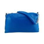 RB1025CH | Women's Hand Bag with double zipper in Genuine Leather Made in Italy. Adjustable leather shoulder strap. Shiny Nickel hardware - Royal Blue color - Dimensions: 26 x 14 x 9 cm. - Image 4