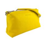 RB1025R | Women's Hand Bag with double zipper in Genuine Leather Made in Italy. Adjustable leather shoulder strap. Polished Nickel hardware - Yellow color - Dimensions: 26 x 14 x 9 cm. - Image 2