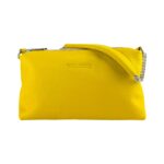 RB1025R | Women's Hand Bag with double zipper in Genuine Leather Made in Italy. Adjustable leather shoulder strap. Polished Nickel hardware - Yellow color - Dimensions: 26 x 14 x 9 cm. - Image 4