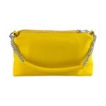 RB1025R | Women's Hand Bag with double zipper in Genuine Leather Made in Italy. Adjustable leather shoulder strap. Polished Nickel hardware - Yellow color - Dimensions: 26 x 14 x 9 cm. - Image 5