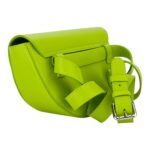 RB1027AD  | Borsa Donna a Bandoliera stondata in Vera Pelle Made in Italy. Tracolla removibile e regolabile in pelle. Accessori Nickel Lucido - Colore Lime - Dimensioni: cm 25 x 15 x 9 - Image 4