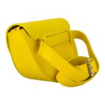 RB1027R | Borsa Donna a Bandoliera stondata in Vera Pelle Made in Italy. Tracolla removibile e regolabile in pelle. Accessori Nickel Lucido - Colore Giallo - Dimensioni: cm 25 x 15 x 9 - Image 4