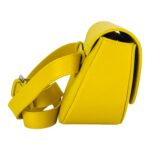 RB1027R | Borsa Donna a Bandoliera stondata in Vera Pelle Made in Italy. Tracolla removibile e regolabile in pelle. Accessori Nickel Lucido - Colore Giallo - Dimensioni: cm 25 x 15 x 9 - Image 5