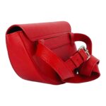 RB1027V | Borsa Donna a Bandoliera stondata in Vera Pelle Made in Italy. Tracolla removibile e regolabile in pelle. Accessori Nickel Lucido - Colore Rosso - Dimensioni: cm 25 x 15 x 9 - Image 4