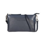 RB2003D | Genuine full-grain leather shoulder/wrist bag, dollar/light grain. Removable shoulder strap and handle. Blue color. Dimensions: 22 x 14 x 2.5 cm. Packaging: Non-Woven Fabric Bag