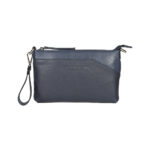 RB2003D | Genuine full-grain leather shoulder/wrist bag, dollar/light grain. Removable shoulder strap and handle. Blue color. Dimensions: 22 x 14 x 2.5 cm. Packaging: Non-Woven Fabric Bag - Image 2