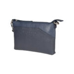 RB2003D | Genuine full-grain leather shoulder/wrist bag, dollar/light grain. Removable shoulder strap and handle. Blue color. Dimensions: 22 x 14 x 2.5 cm. Packaging: Non-Woven Fabric Bag - Image 3