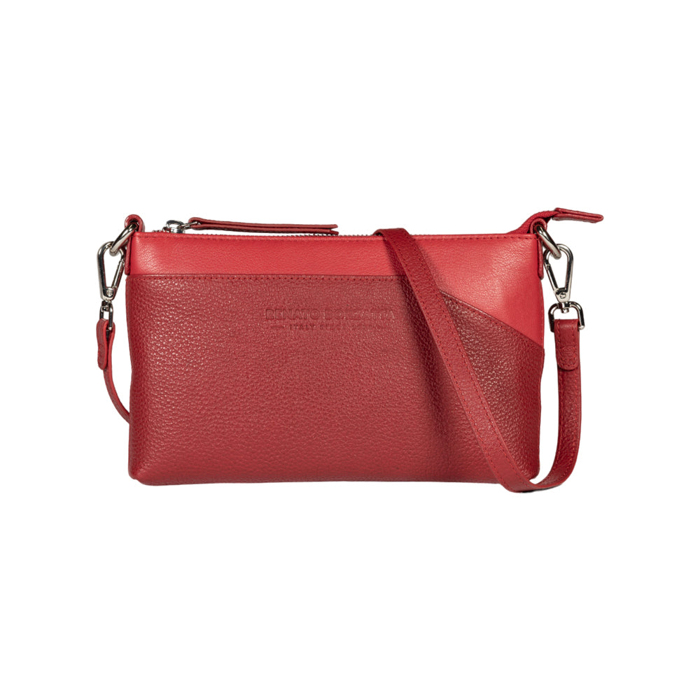RB2003V.jpg RB2003V | Shoulder/Wrist Bag made of genuine full grain leather, dollar/light grain. Removable shoulder strap and handle. Red color. Dimensions: 22 x 14 x 2.5 cm. Packaging: Non-Woven Fabric Bag - Image 1