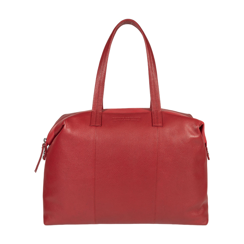 RB2004V.jpg RB2004V | Shopping Bag Convertible to Trunk made of genuine full grain leather, dollar/light grain. Double handles. Red color. Dimensions: 43 x 36 x 14 cm. Packaging: Non-Woven Fabric Bag. - Image 1
