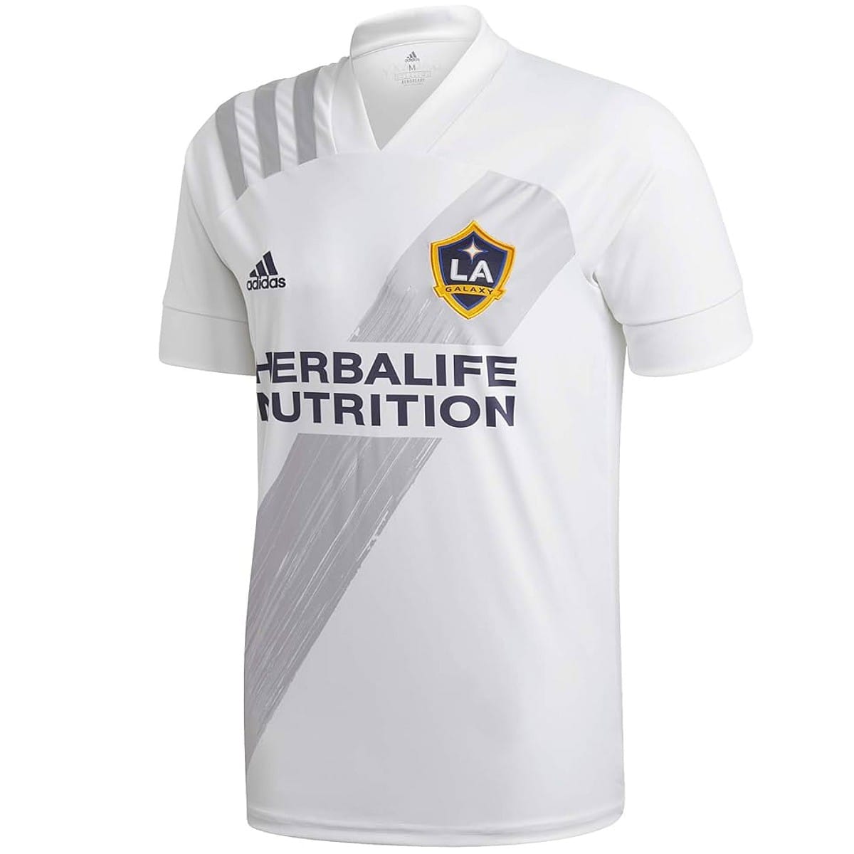 adidas-la-galaxy-home-jersey-2021-white-front-gray-diagonal-stripe-la-crest-herbalife.jpg LA Galaxy Home soccer jersey 2021 - Adidas - Image 1