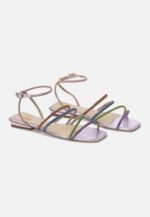 Arca Leather Sandals – Crystal Straps Flat Purple - Image 3