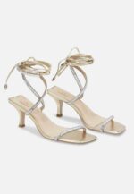 Aroeira Gold Leather Sandals – 8cm Heel - Image 2