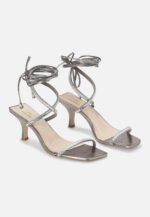 Aroeira Silver Leather Sandals – 8cm Heel - Image 3