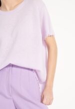 T-shirt col rond femme en cachemire déjaugé lilas - AVA 6 - Image 4