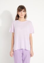 T-shirt col rond femme en cachemire déjaugé lilas - AVA 6 - Image 9