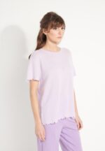 T-shirt col rond femme en cachemire déjaugé lilas - AVA 6 - Image 2