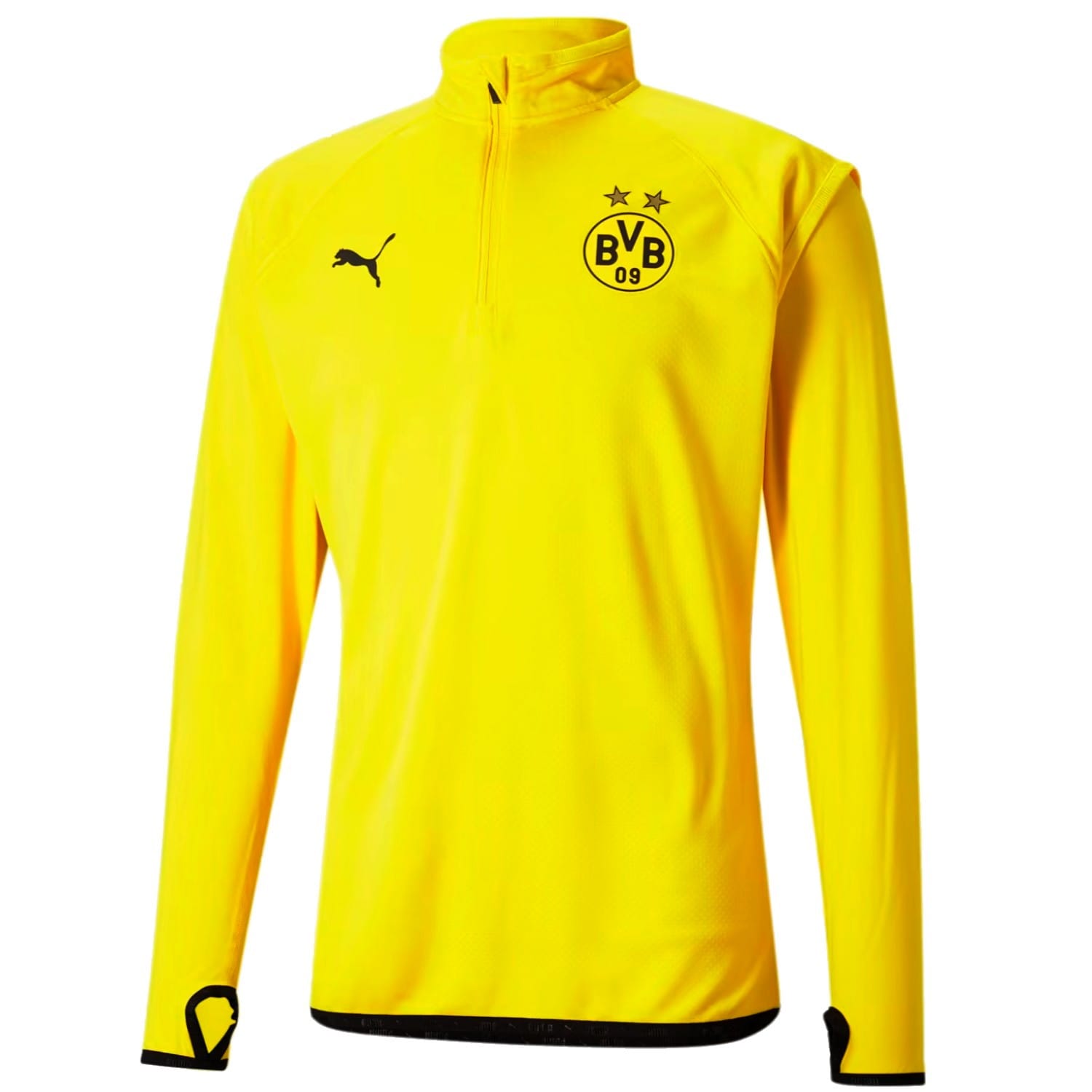 bvb_borussia_dortmund_puma_training_top_sweat_sweatshirt_yellow_bvb_germany_2021_2022_midlayer_pre_match_sudadera_entreno_entrainement.jpg BVB Borussia Dortmund warm-up training sweat top 2021 - Puma - Image 1