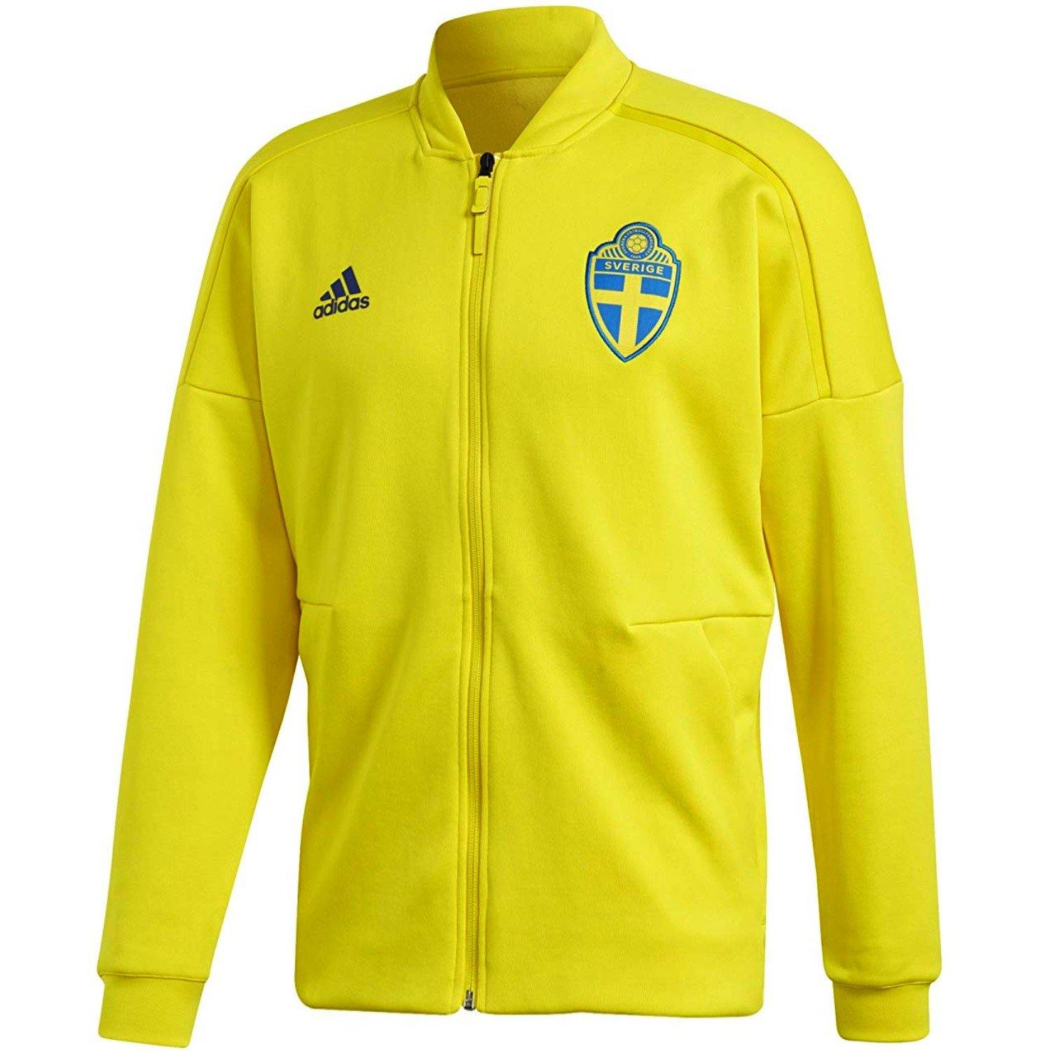 giacca_pre_match_jacket_sweden_svff_soccer_track_top-adidas_2018_2019_yellow_training.jpg Sweden soccer Anthem presentation jacket 2018/19 - Adidas - Image 1
