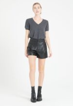T-shirt col V femme en cachemire gris anthracite - LILLY 14 - Image 2