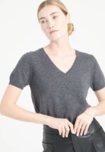 T-shirt col V femme en cachemire gris anthracite - LILLY 14 - Image 7