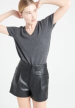 T-shirt col V femme en cachemire gris anthracite - LILLY 14