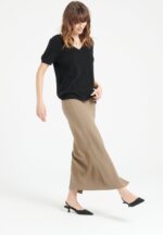 T-shirt col V femme en cachemire noir - LILLY 14 - Image 3