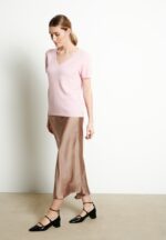 T-shirt col V femme en cachemire rose baby - LILLY 14 - Image 2