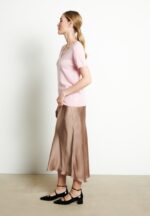 T-shirt col V femme en cachemire rose baby - LILLY 14 - Image 3