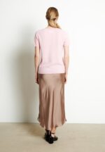 T-shirt col V femme en cachemire rose baby - LILLY 14 - Image 4
