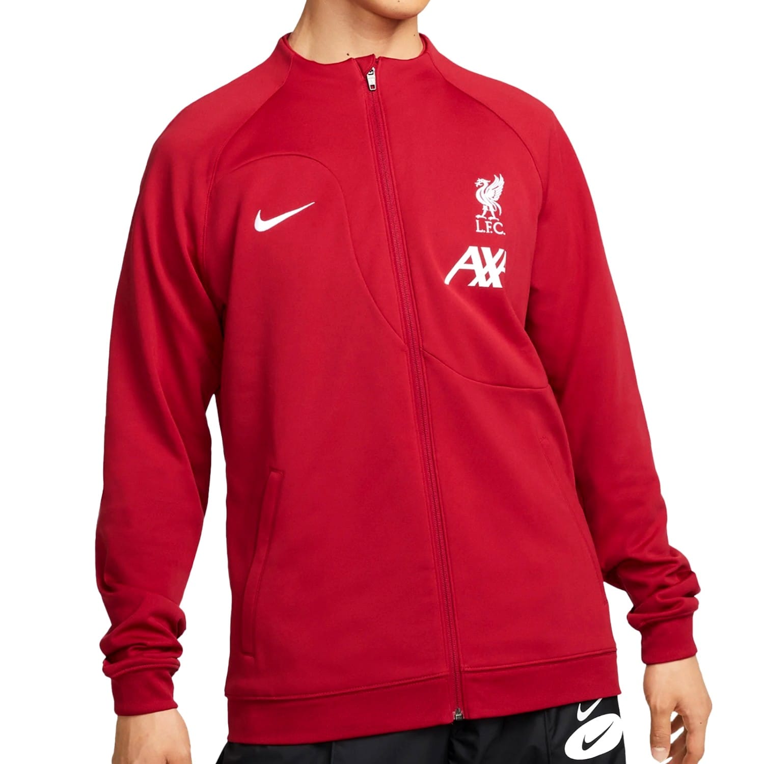 liverpool_fc_anthem_jacket_pre_match_game_nike_2022_2023_red_soccer_football_top_stripe_zip_veste_jacke_trainingsjacke_giacca_red_rouge_rot.jpg Liverpool FC pre-match presentation Soccer jacket 2022/23 red - Nike - Image 1