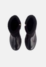 Andira Black Leather Ankle Boots – 5cm Block Heel Shearling Lug Sole - Image 3
