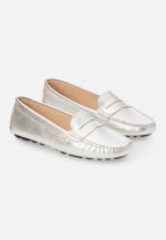 Angico Calf Silver Leather Penny Loafers – Flat - Image 2