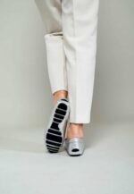 Angico Calf Silver Leather Penny Loafers – Flat - Image 4