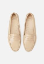 Angico Calf Beige Leather Penny Loafers – Flat - Image 2