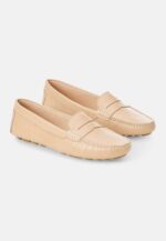 Angico Calf Beige Leather Penny Loafers – Flat - Image 3