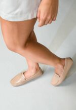 Angico Calf Beige Leather Penny Loafers – Flat - Image 4