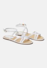 Angico White Leather Flat Sandals - Image 3