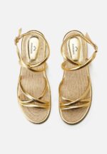 Angico Gold Leather Flat Sandals - Image 4
