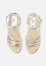 Angico Silver Leather Strappy Flat - Image 5