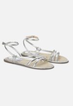 Angico Silver Leather Strappy Flat - Image 2