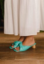 Carobá Turquoise Leather Mules – 4cm Cylindrical Block Heel Slip-On - Image 5
