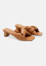 Carobá Caramel Leather Mules – 4cm Cylindrical Block Heel Slip-On - Image 2