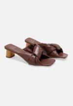 Carobá Chocolat Leather Mules – 4cm Cylindrical Block Heel Slip-On - Image 2