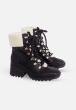 Cassia Black Calf Leather Combat Boots – 7.8cm Heel - Image 2