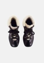 Cassia Black Calf Leather Combat Boots – 7.8cm Heel - Image 3